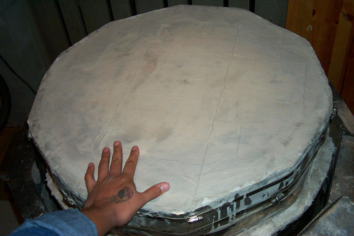 This is the second lid, laid dry and coated with kiln cement